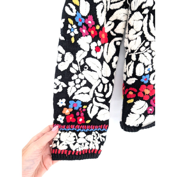 VTG 90s Susan Bristol Hand Embroidered Floral Cottage Boho Maximalist Cardigan S - Picture 6 of 9